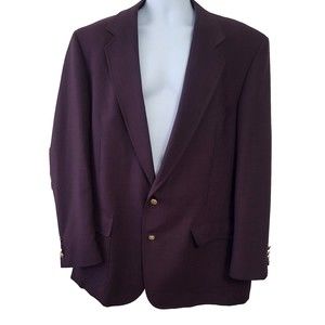Palm Beach Mens Size 44 X-Long Blazer Sports Coat Burgundy Two Gold Buttons
